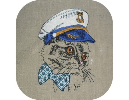 Motif de broderie machine chat capitaine