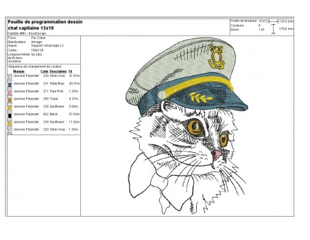 Instant download machine embroidery cat with his earphone