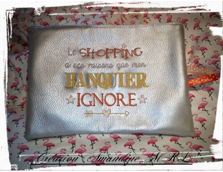 Motif de broderie machine texte humour banquier