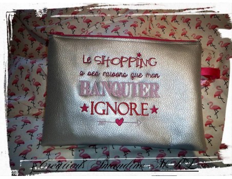 Motif de broderie machine texte humour banquier