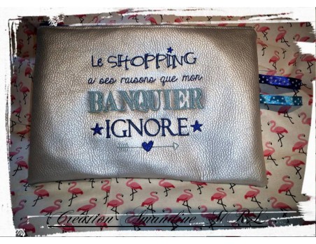 Motif de broderie machine texte humour banquier