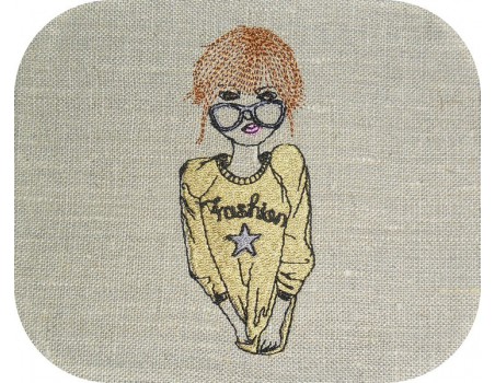 Instant download machine embroidery design hippie girl