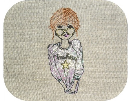 Instant download machine embroidery design hippie girl