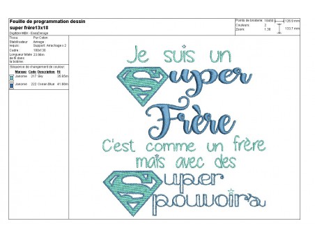 Motif de broderie super frère