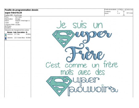 Motif de broderie super frère