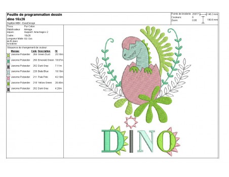 Motif de broderie machine bébé dinosaure