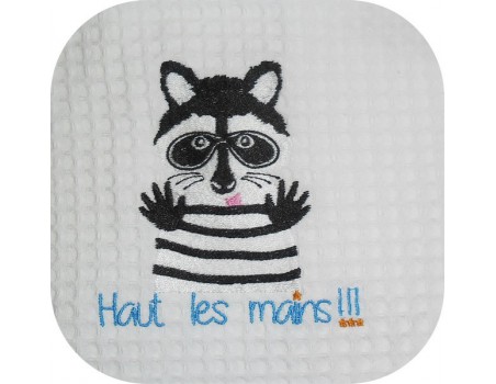 Motif de broderie machine raton laveur