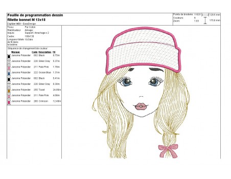 Instant download machine embroidery design fashion girl mylar