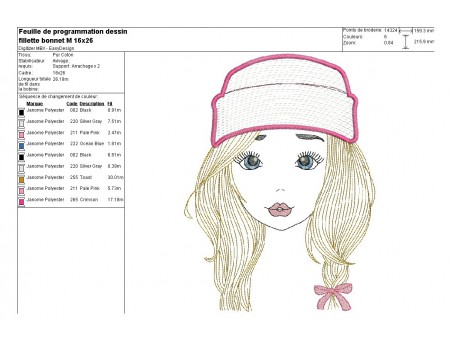 Instant download machine embroidery design fashion girl mylar