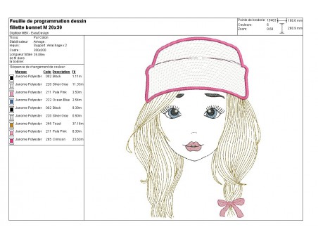 Instant download machine embroidery design fashion girl mylar