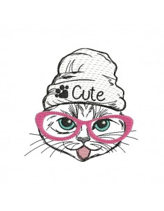 Instant download machine embroidery  cat so cute applique