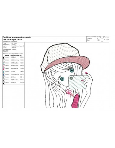 Instant download machine embroidery design girl selfie Instant download machine embroidery design girl selfie