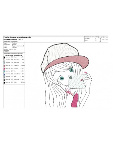 Instant download machine embroidery design girl selfie Instant download machine embroidery design girl selfie
