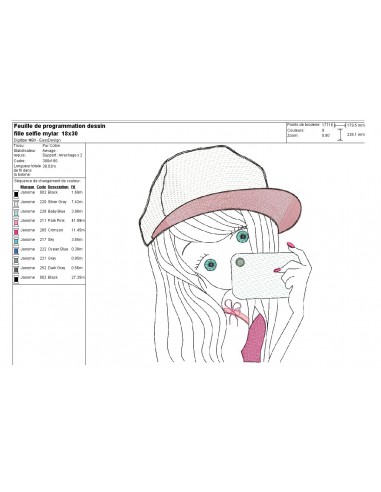 Instant download machine embroidery design girl selfie Instant download machine embroidery design girl selfie