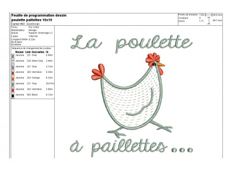 Instant download machine embroidery  applique Hen with small dots