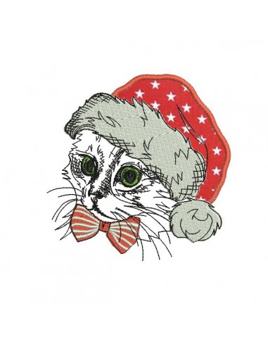 Motif de broderie machine chat noël