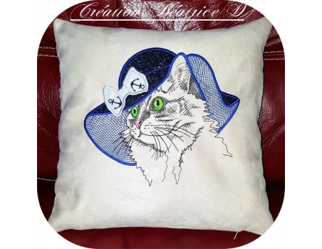 Instant download machine embroidery cat captain