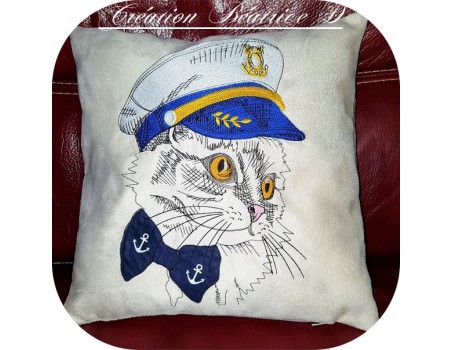 Motif de broderie machine chat capitaine