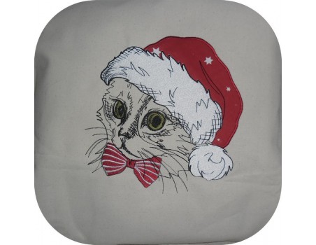 Motif de broderie machine chat noël