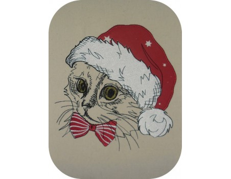 Motif de broderie machine chat noël