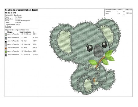 Motif de broderie machine koala