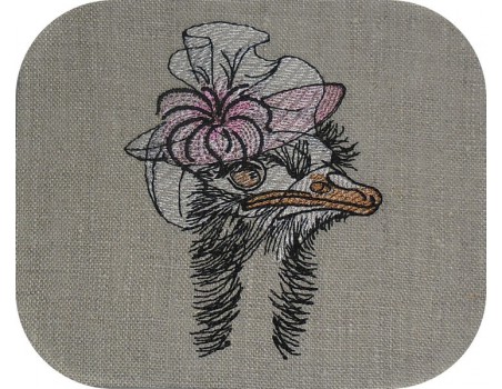 Motif de broderie machine Madame autruche