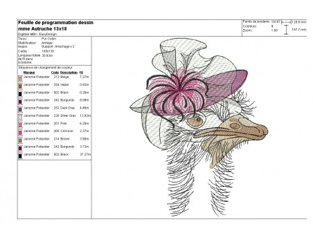 Instant download machine embroidery  Mr ostrich