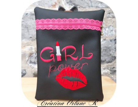 Motif de broderie machine girl power