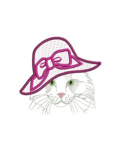 Instant download machine embroidery cat with hat mylar