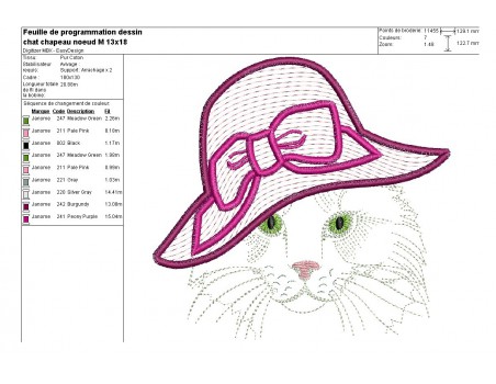 Instant download machine embroidery cat with hat mylar