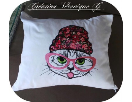 Motif de broderie machine chat cute appliqué