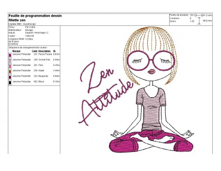 Instant download machine embroidery design hippie girl