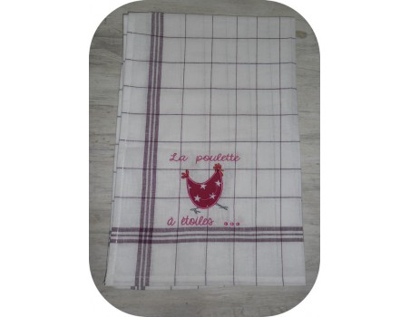 Motif de broderie machine appliqué poule à étoiles