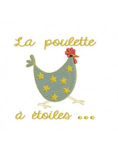 Motif de broderie machine  poule à étoiles