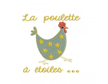 Motif de broderie machine  poule à étoiles