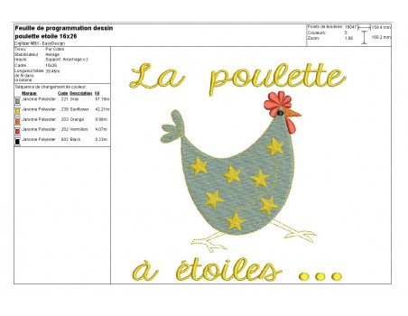 Instant download machine embroidery   Hen with star