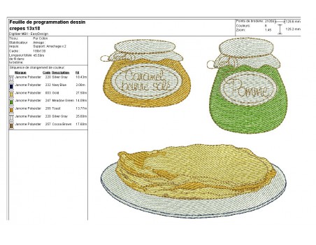 Motif de broderie machine crèpes