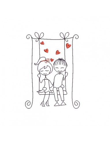 Instant download machine embroidery design lover with hearts