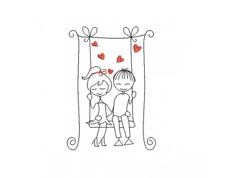 Instant download machine embroidery design lover with hearts