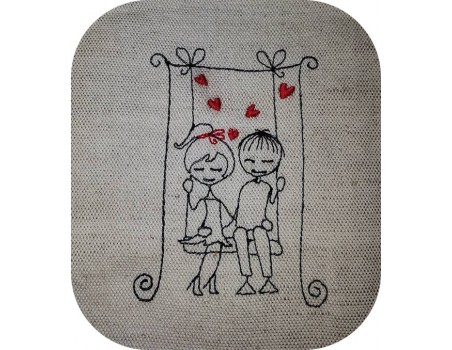 Instant download machine embroidery design lover with hearts