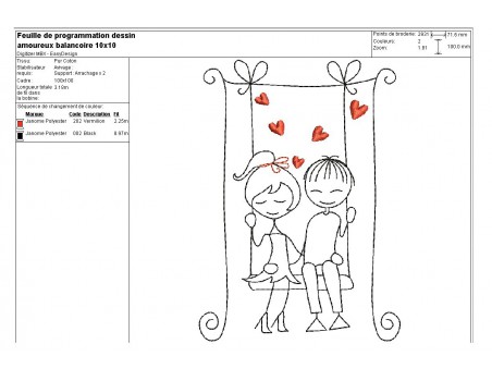 Instant download machine embroidery design lover with hearts