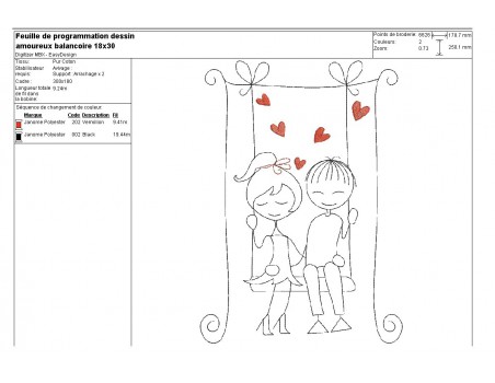 Instant download machine embroidery design lover with hearts