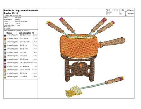 Motif de broderie machine fondue