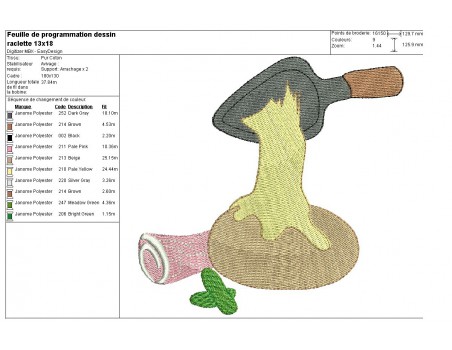 Instant download machine embroidery Cheese fondue