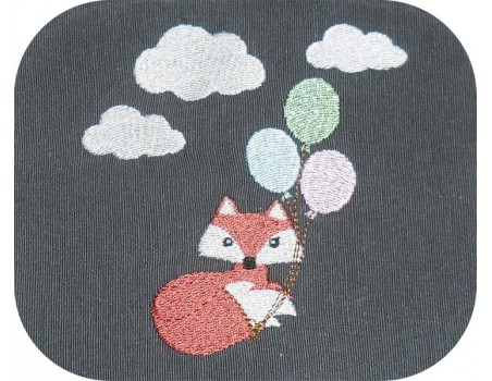 Motif de broderie machine renard avec ses ballons