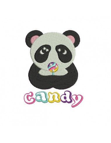 Motif de broderie machine panda avec sa sucette