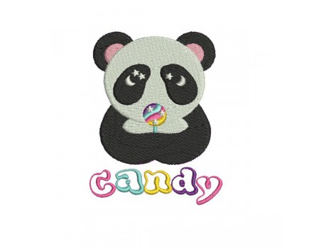 Motif de broderie machine panda avec sa sucette