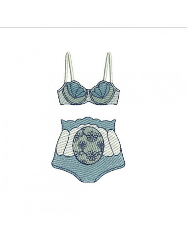 Motif de broderie machine  ensemble lingerie coquille