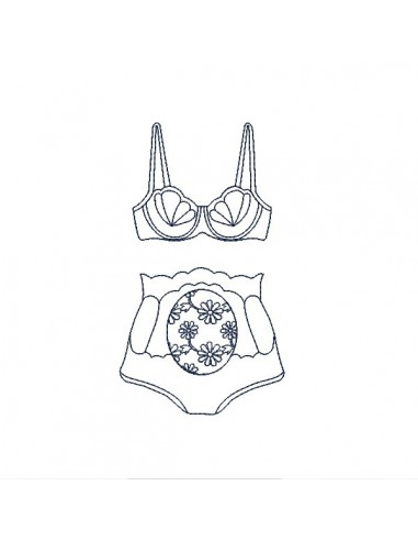 Instant download machine embroidery design shell lingerie