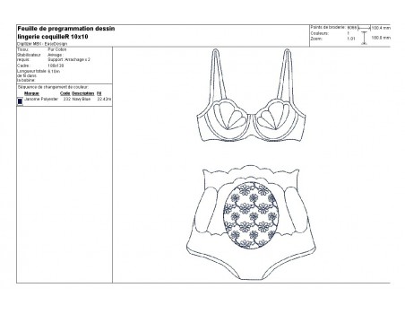 Instant download machine embroidery design shell lingerie